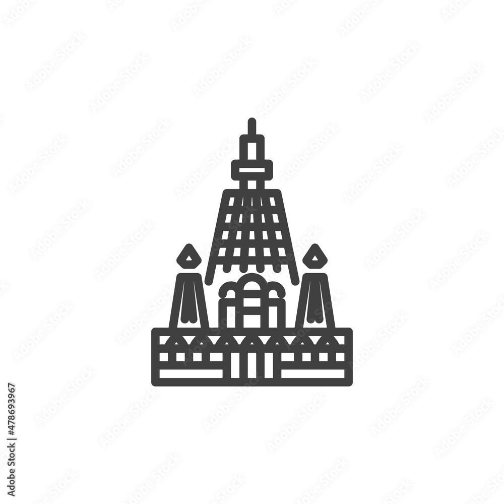 Buddhist temple line icon