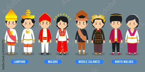 Character in Different Indonesian Traditional Costumes
