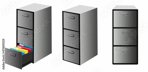 Metallic container for folders.Office cabinet clip art made of steel