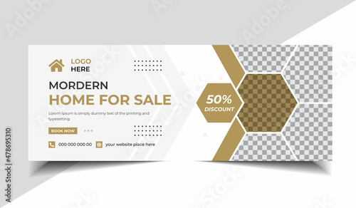 Mordern home for sale facebook cover design template
