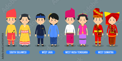 Character in Different Indonesian Traditional Costumes