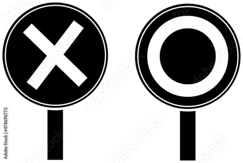 シンプルな丸バツのシルエット素材