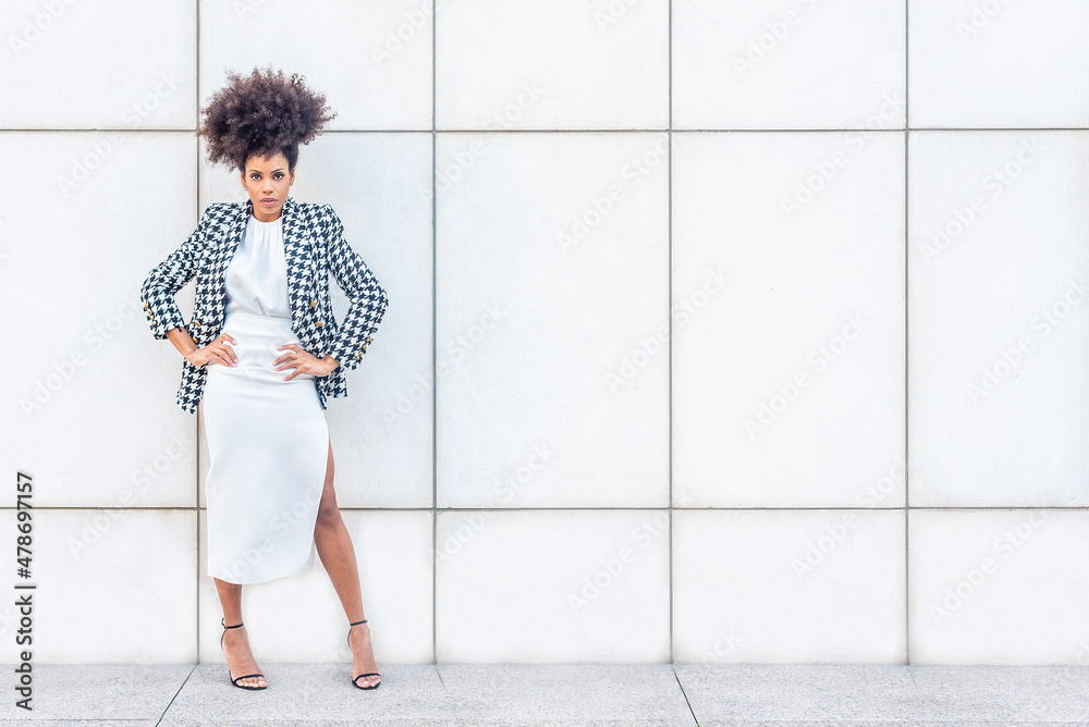 woman dress in formal clothes modeling staring at the camera woman dress in formal clothes modeling staring at the camera