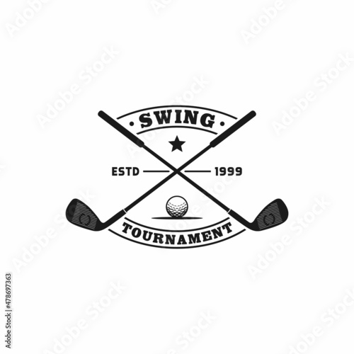 crossed stick golf logo badge label design