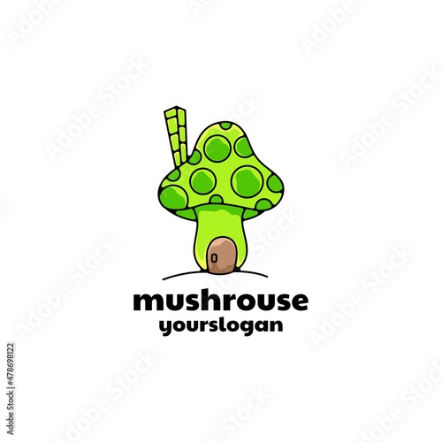 house mushroom logo design vector