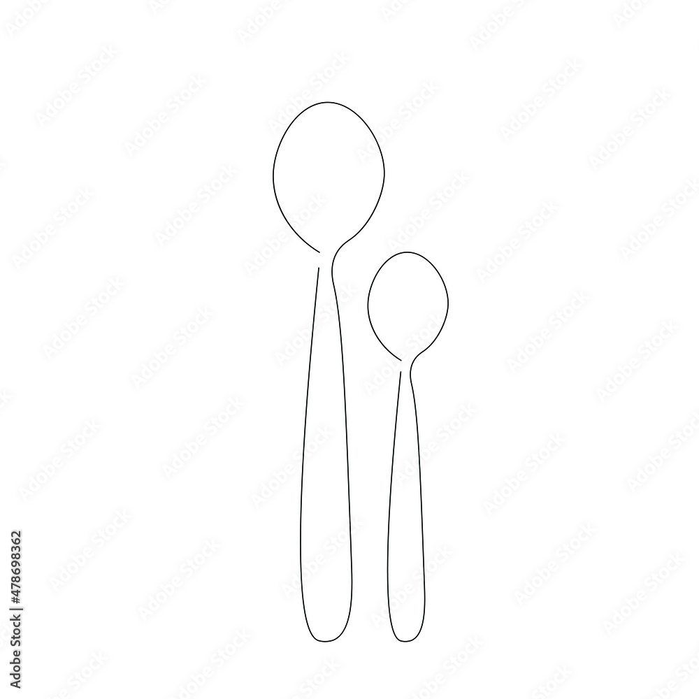 Spoons line drawing vector illustration Spoons line drawing vector illustration