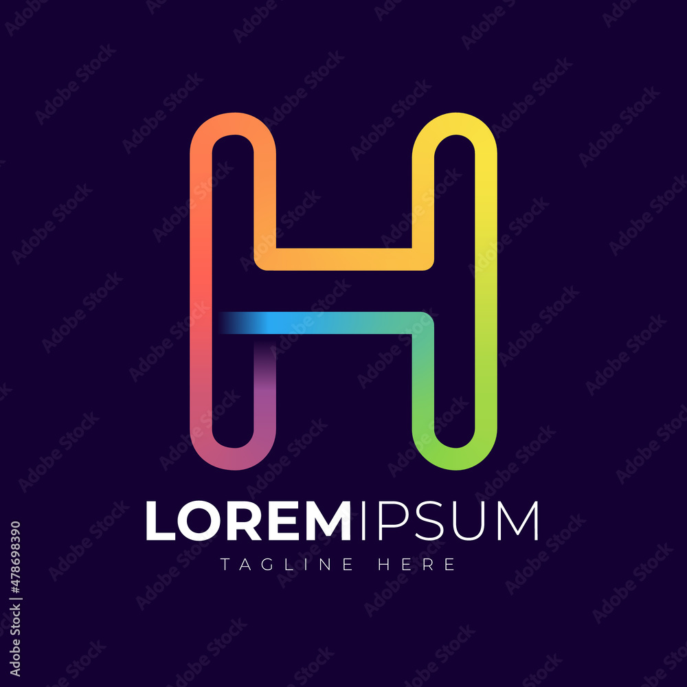 Letter h logo design template. Creative modern trendy h typography and colorful gradient. Letter h logo design template. Creative modern trendy h typography and colorful gradient.