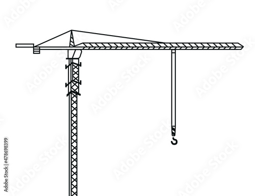 Lifting tower crane. Construction crane on a white background