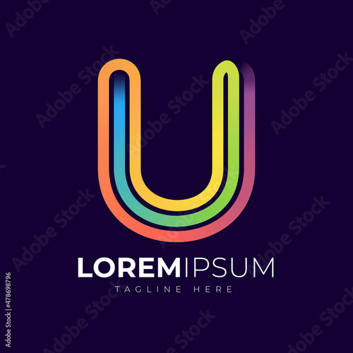 Letter u logo design template. Creative modern trendy u typography and colorful gradient.
