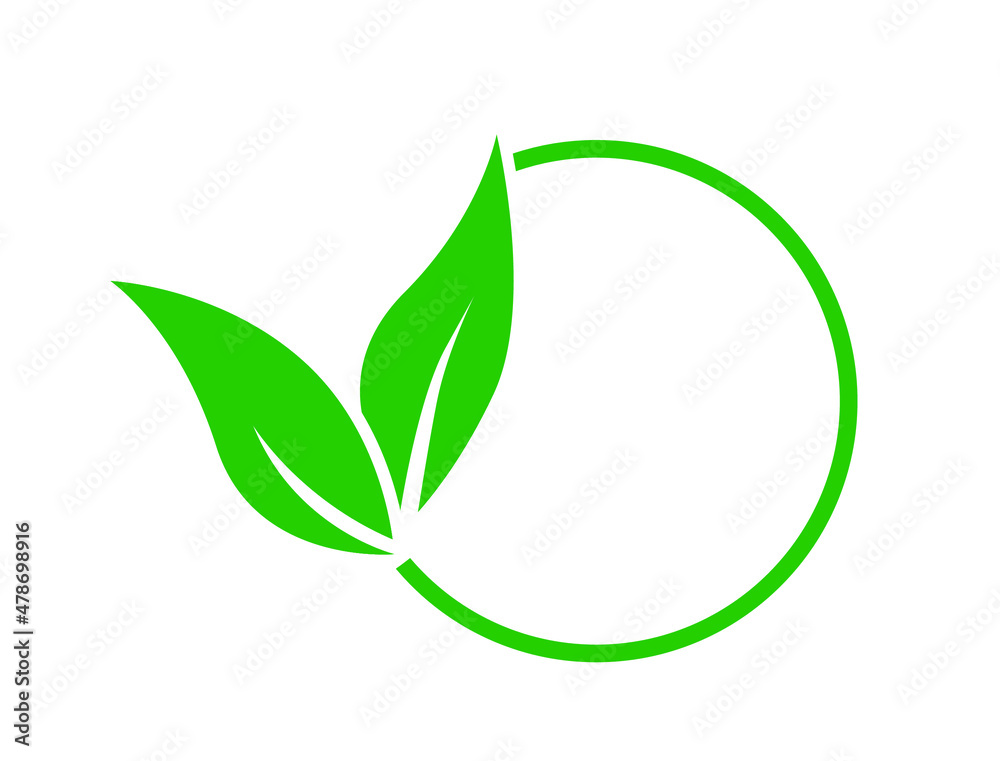 green leaves organic sign natural product icon green leaves organic sign natural product icon