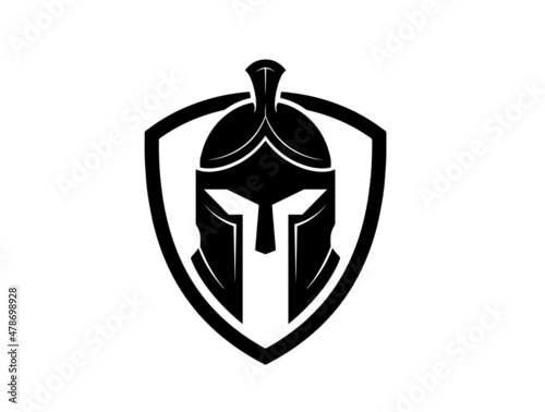 ancient warrior helmet logo vector