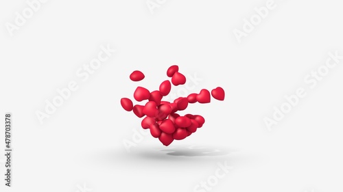 3D rendering of a postcard with a red heart.