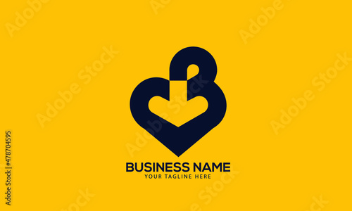 Alphabet CB or BC heart locket monogram vector logo template