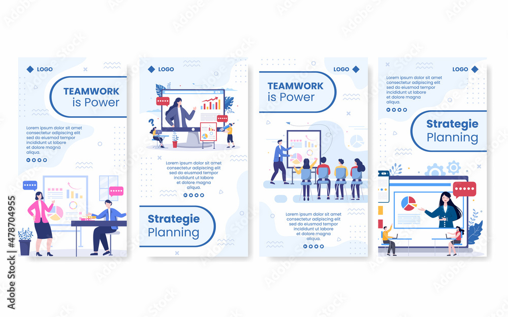 Business Online Training, Seminar or Courses Stories Template Flat Illustration Editable of Square Background for Social media or Greetings Card