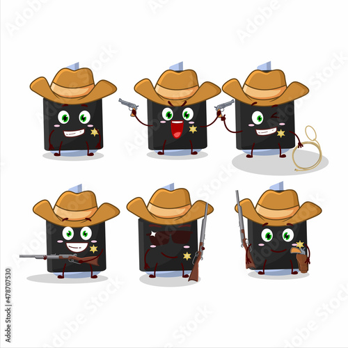 Cool cowboy blue highlighter cartoon character with a cute hat