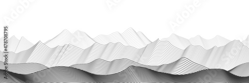 Curved lines, imitation of mountain ranges. Vector background, minimalism. 