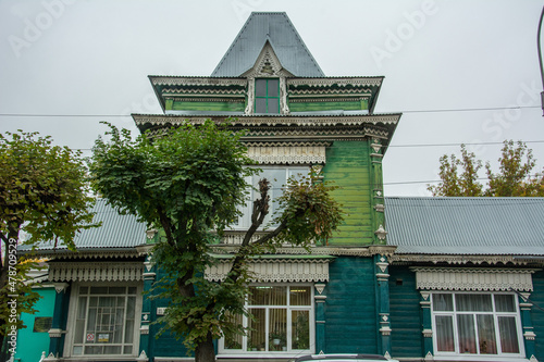 Wooden carved facade of the 18th century building in Ryazan, Russia photo