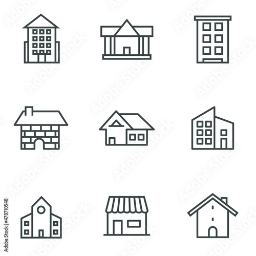 Set of home icon vector illustrator. House linear line symbol. © FKVT