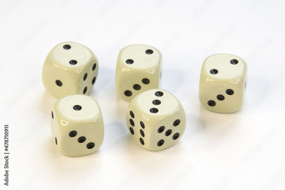 Four game dice isolated on white background Four game dice isolated on white background