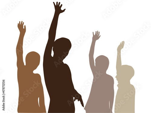 Silhouette of voted hands illustration graphic vector