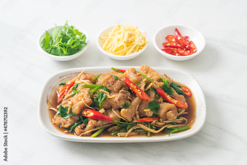 Stir Fried Fish with Chinese Celery Stir Fried Fish with Chinese Celery