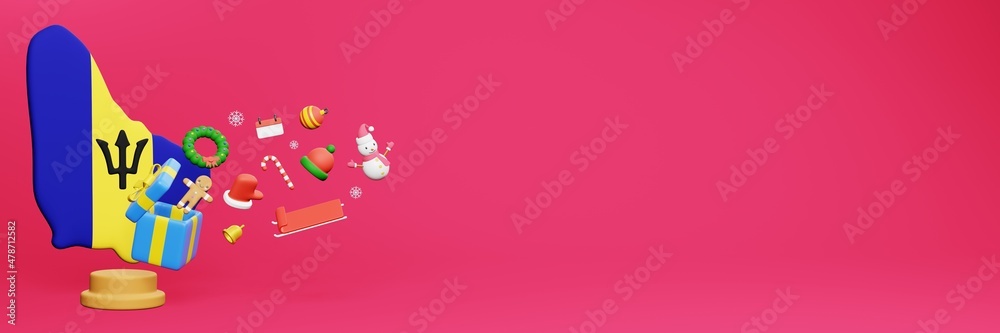 Fototapeta premium 3d rendering of christmas new year celebration in Barbados for web cover and social media