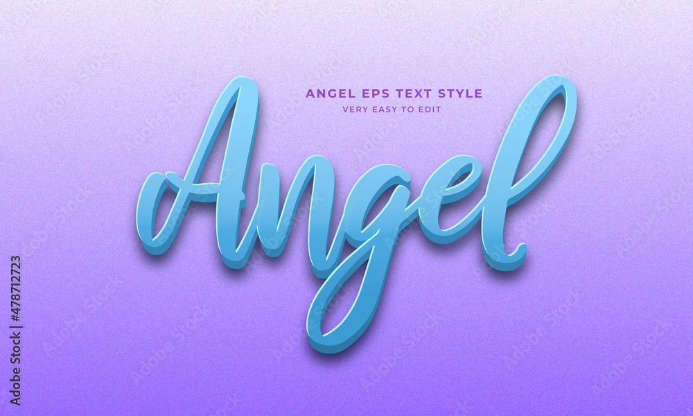 Angel Colorful 3d text style, font effect alphabet with blue and purple vector illustration