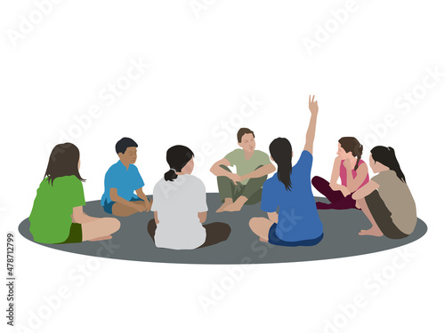 Group of the students learning together illustration graphic vector
