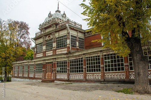 Wooden carved facade of the 18th century building in Ryazan, Russia photo