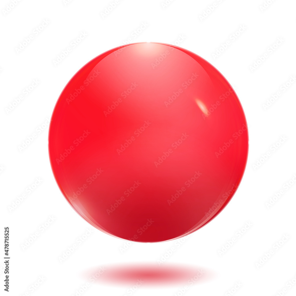 Rote Glaskugel vor weißem Hintergrund, Illustration Rote Glaskugel vor weißem Hintergrund, Illustration
