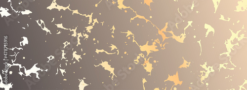 Contemporary banner cover design. Art golden splash paint, old cracked texture, smudge on nude background. Vector illustration for flyer template, luxe grunge poster, presentation, magazine and more.
