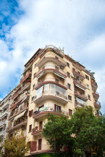 Street view of Modern architecture in Thessaloniki city, Greece