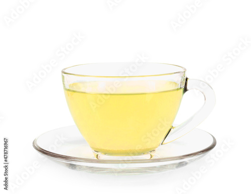 Glass of hot ginger isolated on white background, herb and medical for health concept