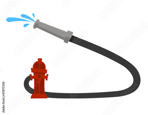 Fire hydrant and hose. Firefighter equipment in cartoon style.