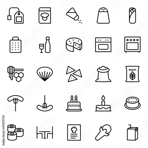 Outline icons for food.