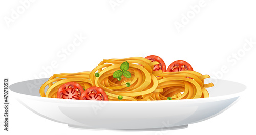 Spaghetti with tomato isolated