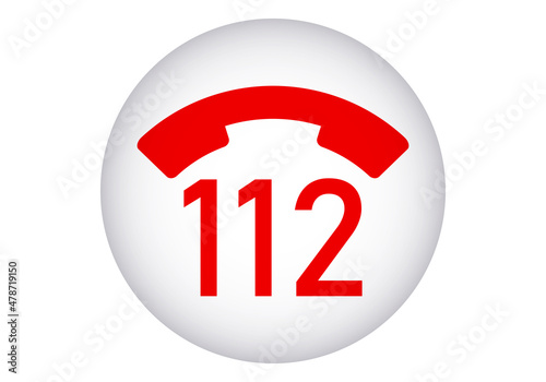 Botón blanco de teléfono de emergencias, 112. 