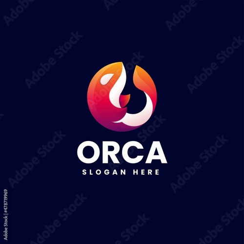 Vector Logo Illustration Orca Gradient Colorful Style.
