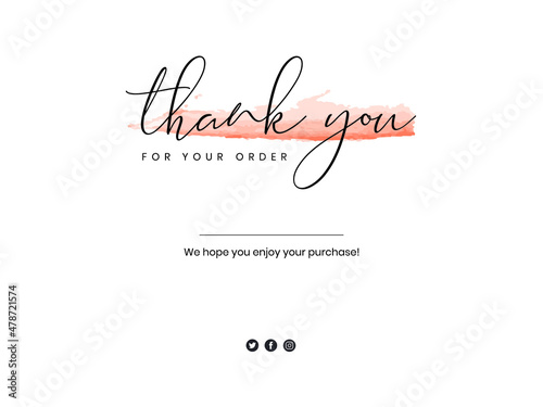 Thank You Card. Thank you for your order customer thank you card,  Thank you for your order compliment card eps vector, thanks card, thank you card design 