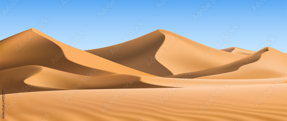 Vecteur Stock 3d realistic background of sand dunes. Desert landscape. |  Adobe Stock