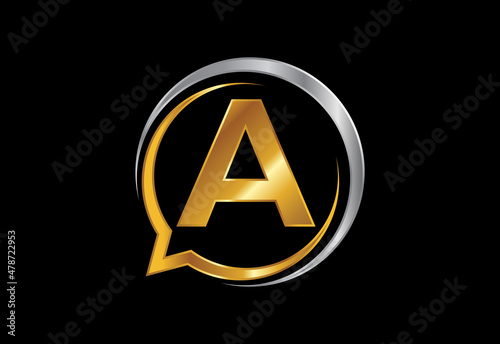 Free Download Initial A monogram letter alphabet with a bubble chat icon. Talking chatting logo concept - GFXLoad
