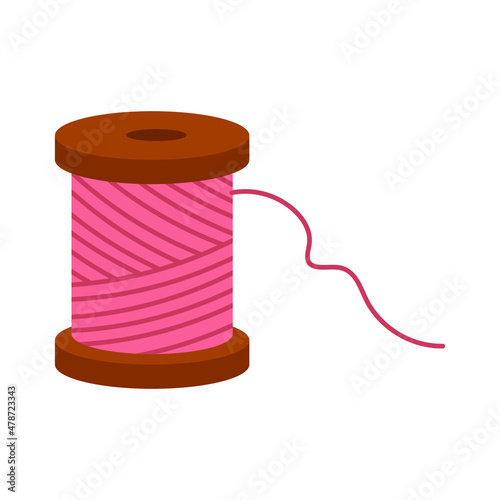 An illustration of reel with pink thread. single element. Isolated on white. 