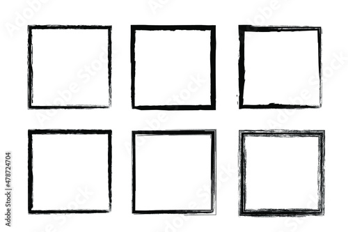 square frames. Hand drawn grunge doodle square. Stock vector Stamp emblem illustration isolater on white background.