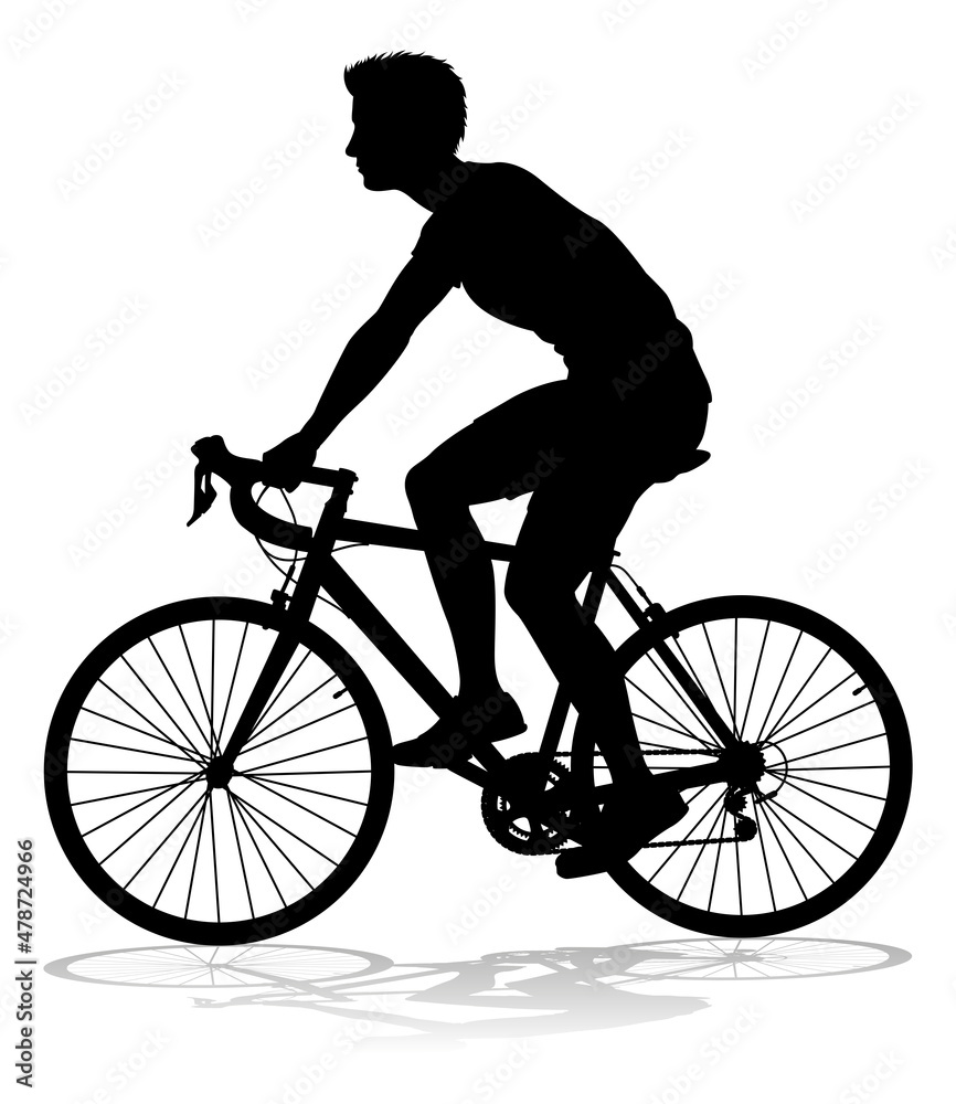Fototapeta premium Bike Cyclist Riding Bicycle Silhouette
