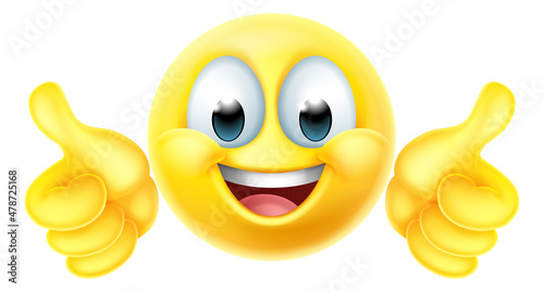 Thumbs Up Happy Emoticon Cartoon Face photo