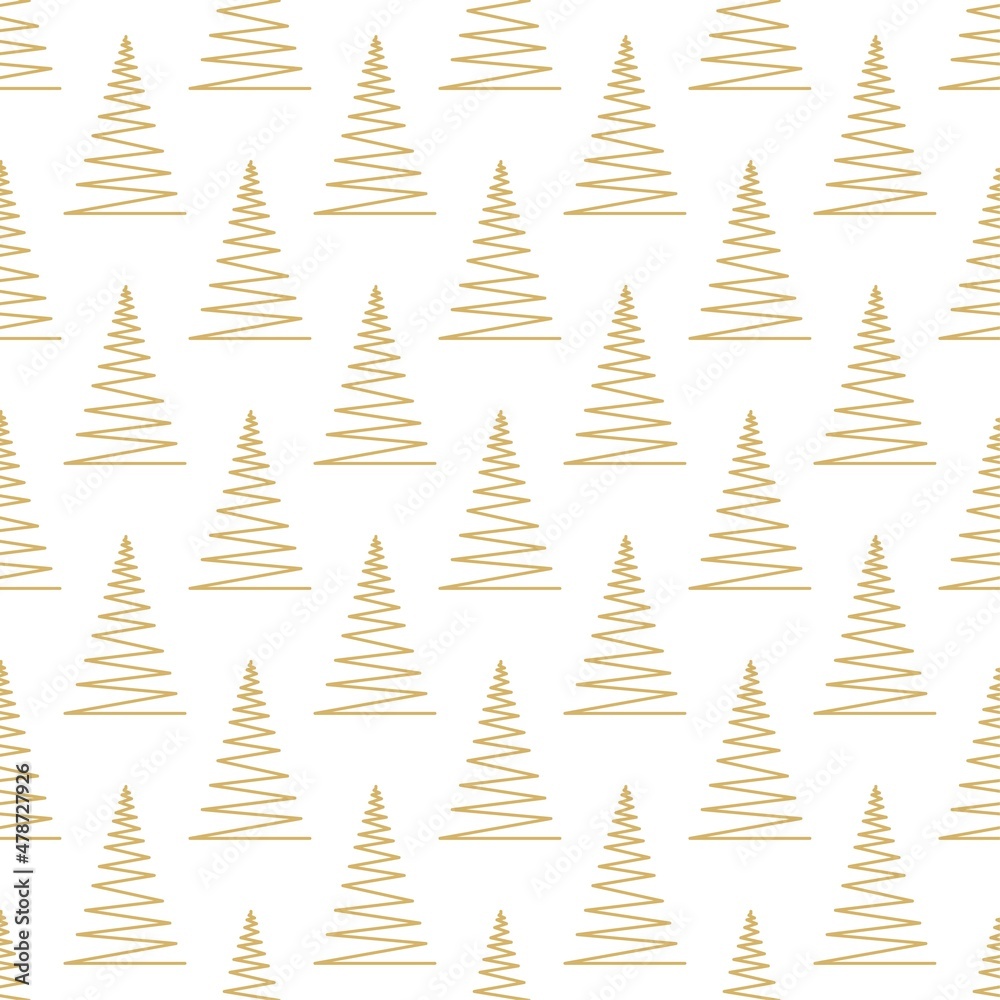 Seamless pattern with gold geometric Christmas trees on white backgrounds, vector illustration. Winter holidays collection. Merry Christmas and Happy New year abstract background wallpaper design. Seamless pattern with gold geometric Christmas trees on white backgrounds, vector illustration. Winter holidays collection. Merry Christmas and Happy New year abstract background wallpaper design.