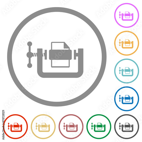File compression solid flat icons with outlines
