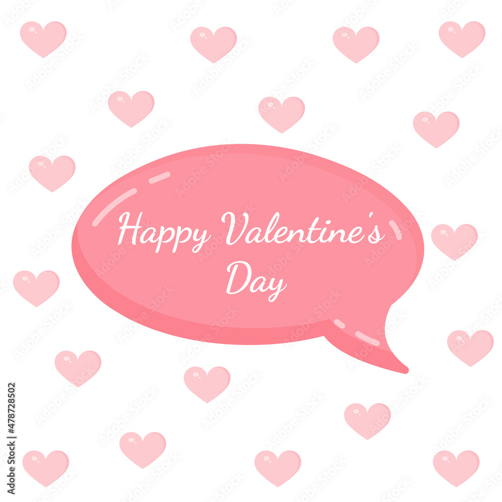 Pink message bubble with text for postcard, textile, poster, banner, internet, social networks. Vector illustration of a simple love symbol. Greeting card for Valentine's Day and other holidays.