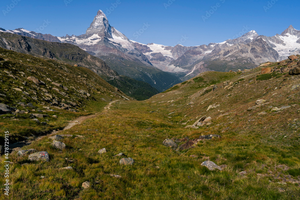 Scenic view of snowcapped Matterhorn mountain at Zermatt, Switzerland Scenic view of snowcapped Matterhorn mountain at Zermatt, Switzerland