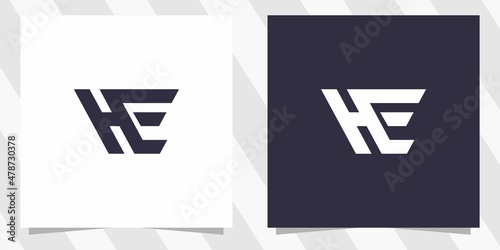 letter he logo with minimal design